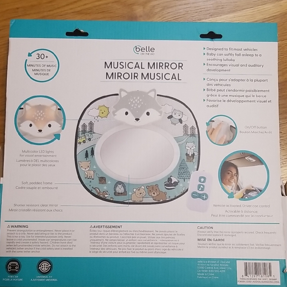 Belle Musical Mirror with LED Lights For The Car Child Toddler Baby Car Mirror - Picture 9 of 14